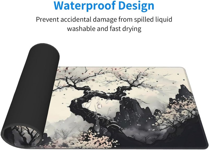 Brecoy Extended Gaming Mouse Pad, Large Gaming Mouse Waterproof with Stitched Edges, Non-Slip Desktop Pad for Home and Office, Level Up Your 31.5x11.8 Inch… (wash Painting) - Image 3